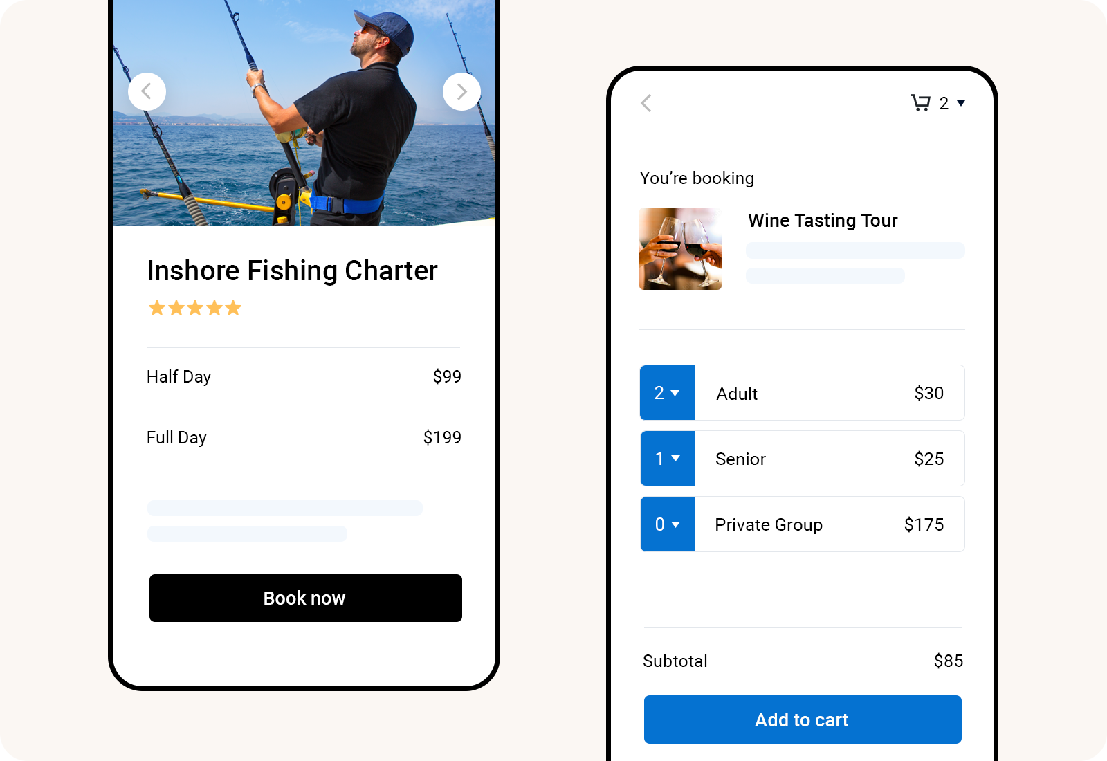 FareHarbor online booking flow for direct sales